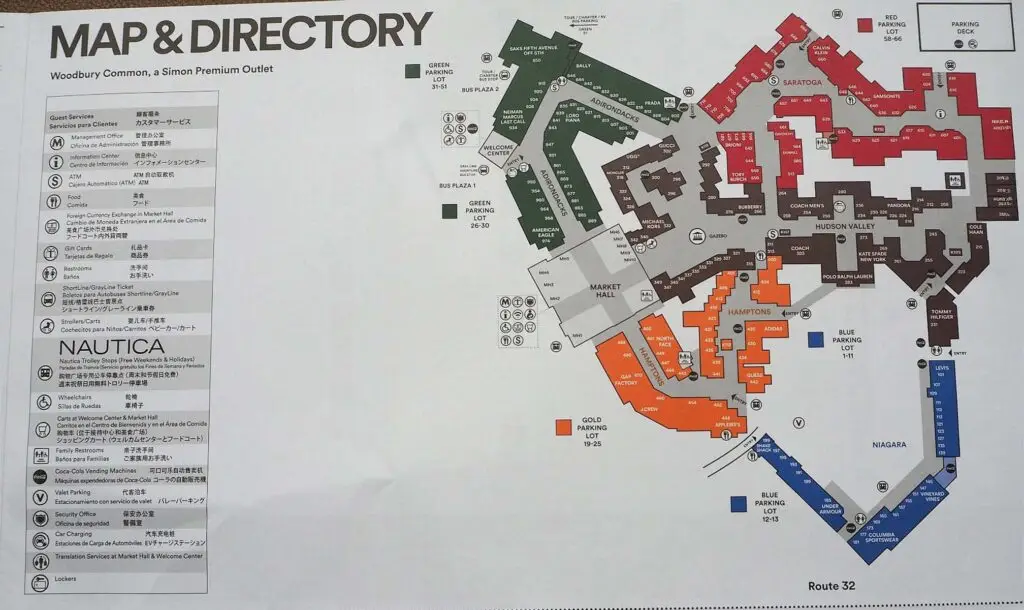 woodbury commons handout map